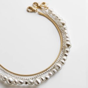 Reese Waterproof Pearl Anklet Set - Gold/Pearl