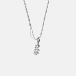 Mini Silver Pav?? Script Cluster Custom Nameplate Necklace - 1 Name