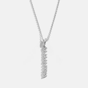 Mini Silver Pav?? Block Cluster Custom Nameplate Necklace - 1 Name