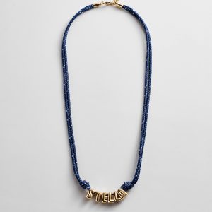 Bubble Letter Custom Paracord Necklace - Navy/White