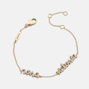 14K Gold/Pav?? Custom Script Multi Name Bracelet - 2 Names