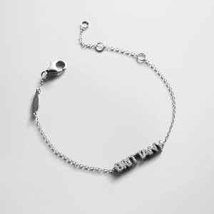 Sterling Silver/Pav?? Custom Block Multi Name Bracelet - 1 Name