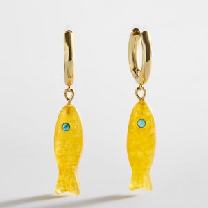 Reel Good Semi-Precious Fish Earrings - Citrine