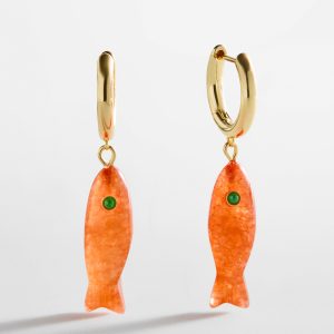 Reel Good Semi-Precious Fish Earrings - Watermelon Tourmaline