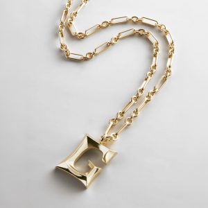 Oversized Gothic Custom Initial Necklace - Oversized Gothic Initial