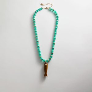 Sun Drift Semi-Precious Pendant Necklace - Brown Fish