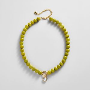 Janette Beaded Ring Necklace - Olive