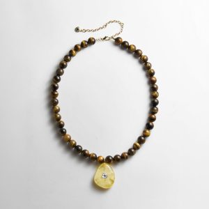 Jamie Semi-Precious Beaded Necklace - Tiger's Eye/Citrine