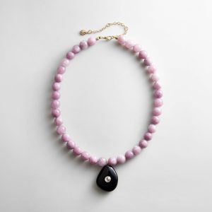 Jamie Semi-Precious Beaded Necklace - Light Amethyst/Black Hypersthene