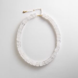 Jess Square Beaded Necklace - White Quartz