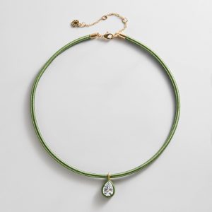 Lindsey Crystal Collar Necklace - Olive Green