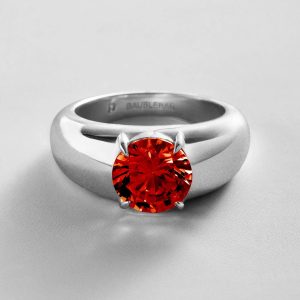 Puffy Cigar Band Custom Birthstone Ring - Silver