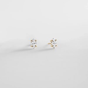Debra 14K Gold Earrings - Marquise Stone