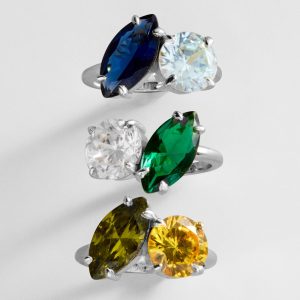 Toi et Moi Custom Birthstone Ring - Silver