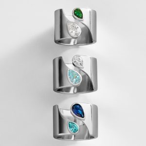 Open Band Custom Birthstone Ring - Silver