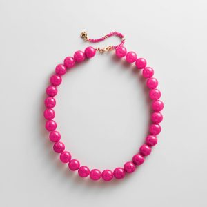 Mini Jane Beaded Necklace  - Fuchsia Agate Bead