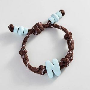 Knotty Enamel Initial Custom Bracelet - Brown/Blue Single Letter