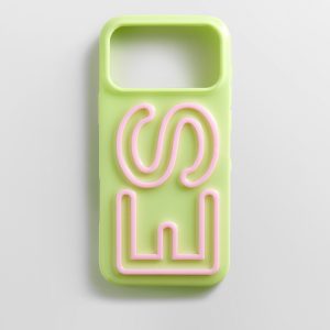 Fine Line Custom iPhone Case - Chartreuse/Light Pink