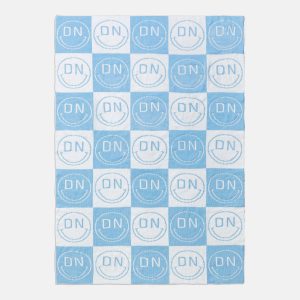 All Smiles Custom Blanket - Light Blue/White