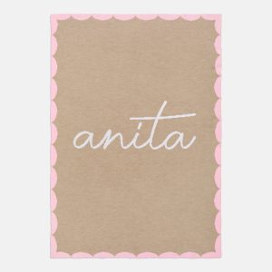 Subtly Scalloped Kids' Custom Blanket - Tan/Pink