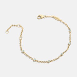 Yasmine 18K Gold Birthstone Bracelet - Aquamarine