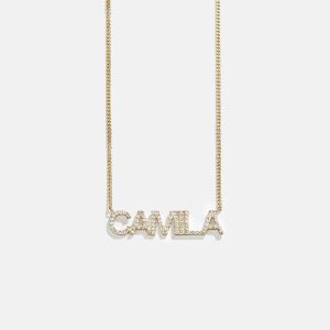 14K Gold Custom Nameplate Necklace - Block