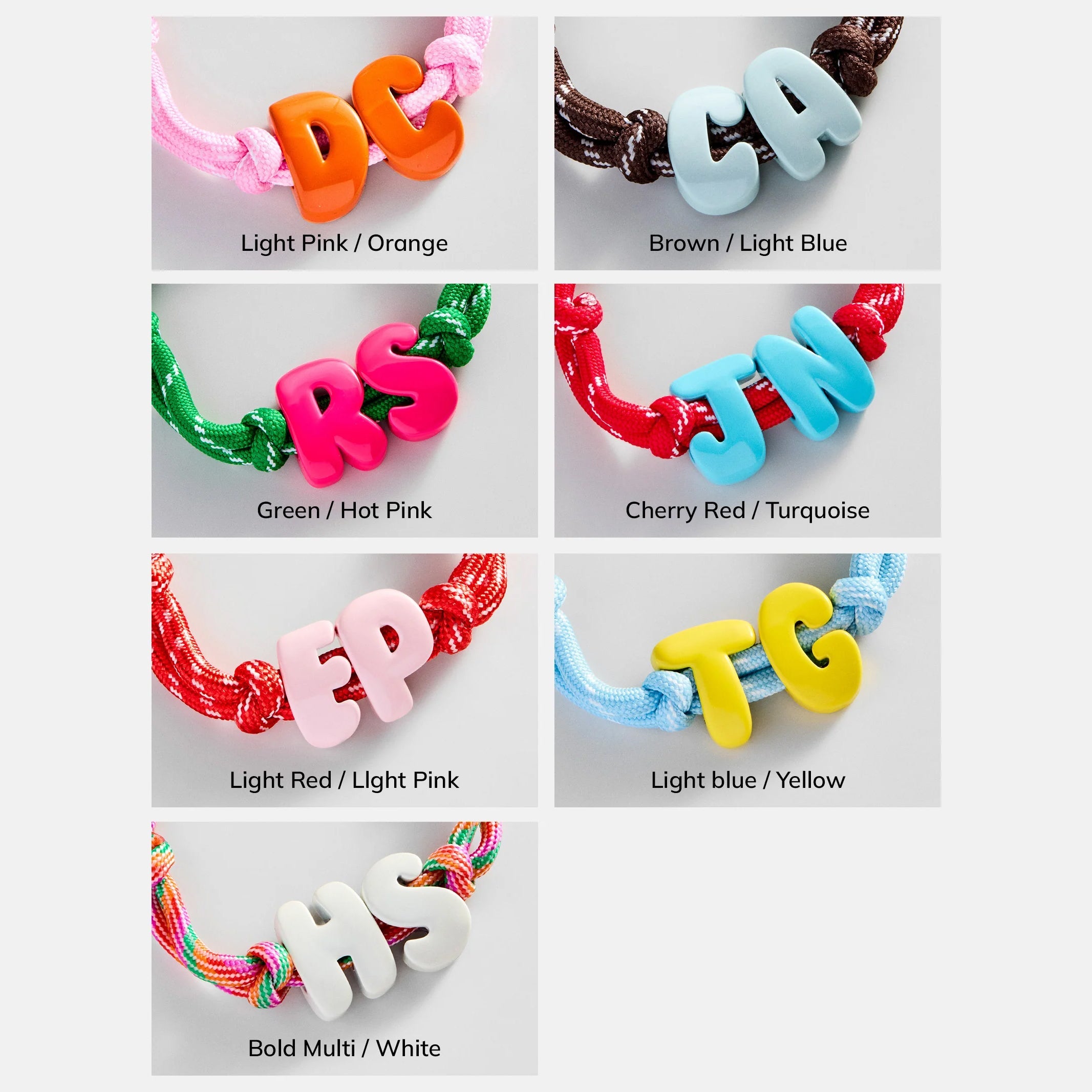 Knotty Enamel Initial Custom Bracelet - Pink/Orange Double Letter - Image 3