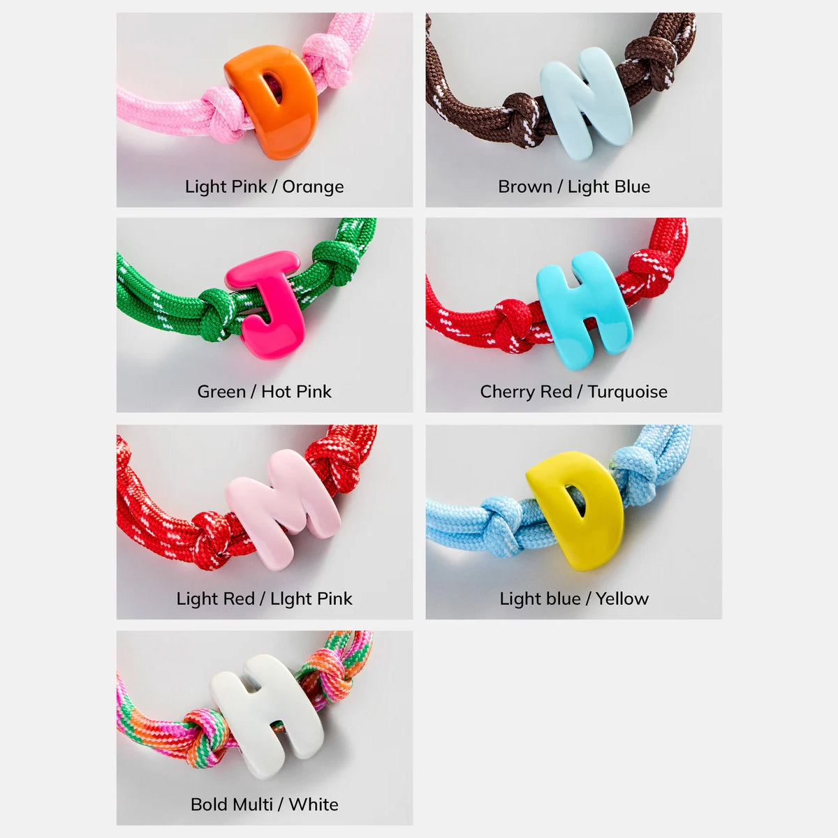 Knotty Enamel Initial Custom Bracelet - Multi/White Single Letter - Image 5